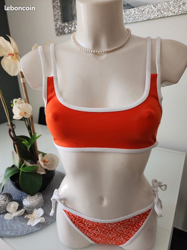 Un maillot de bain imprimé 2 pièces orange imprimé taille 38/40 marque Jott (image 2)