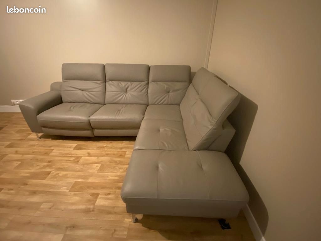 Canapé cuir gris (image 4)
