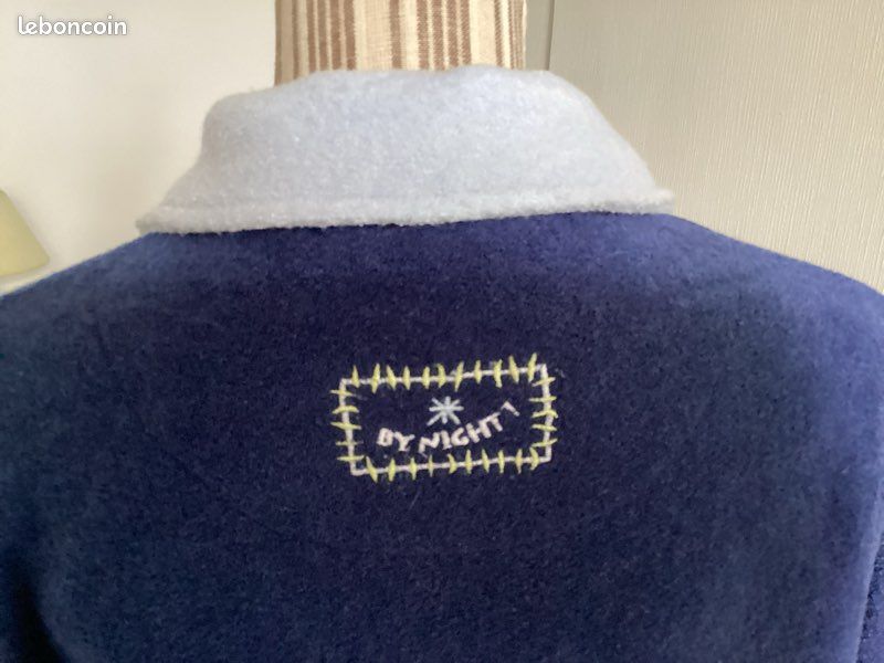 Robe de chambre / peignoir mixte chaude bleu marine / bleu pâle (image 3)