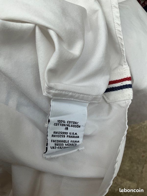 Chemise blanche FACONNABLE broderie marine dos M (image 10)