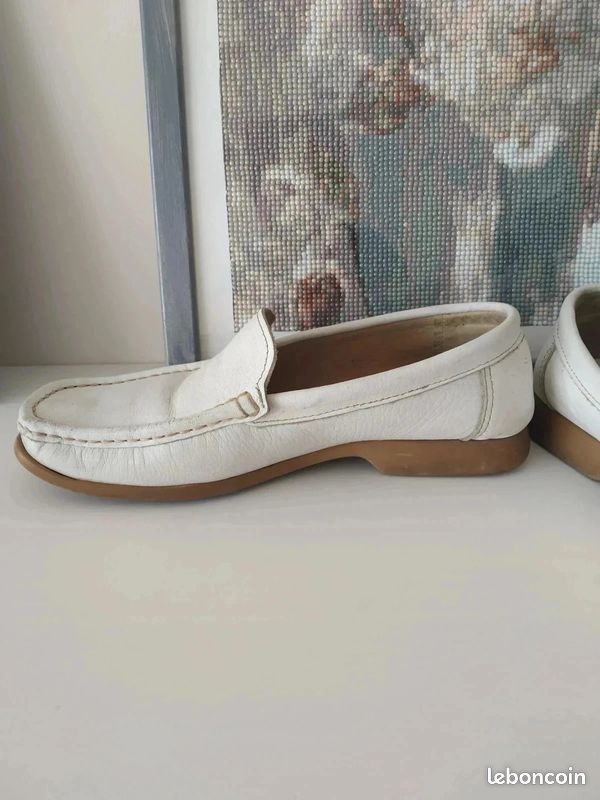 Mocassins en cuir blanc 37 (image 2)