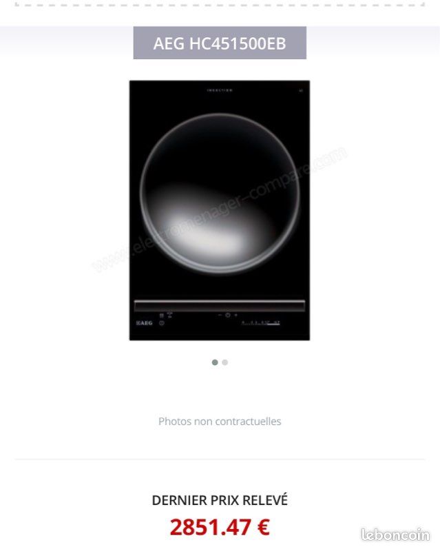 Table de cuisson induction Wok encastrable AEG HC451500EB + Poêle Wok inox – Très bon état (image 3)