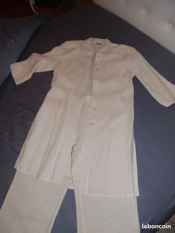 Ensemble pantalon + chemise longue en lin (image 2)