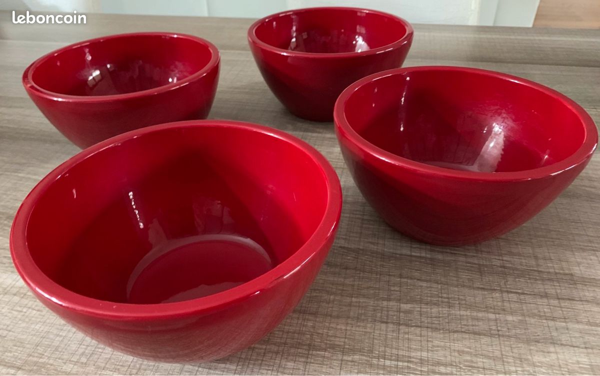 4 grands bols rouges - pots de fleur - décoration noël (image 1)