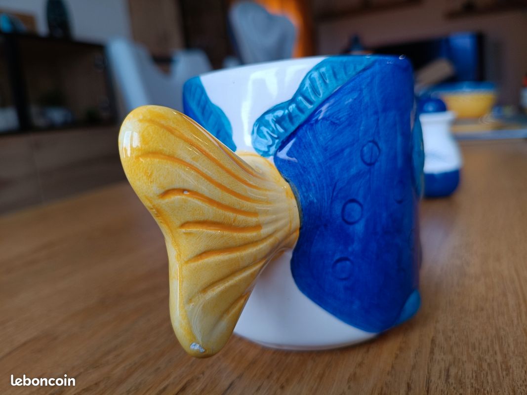 Ensemble Petit-Déjeuner Poisson Céramique Artisanale – 5 Pièces (image 7)