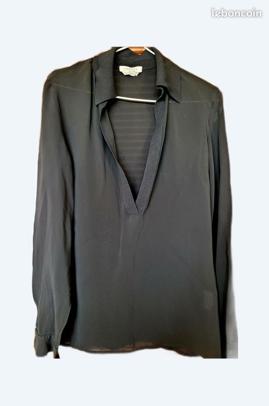 Chemisier vintage en crêpe noire T 42 italien - iBlues (image 1)