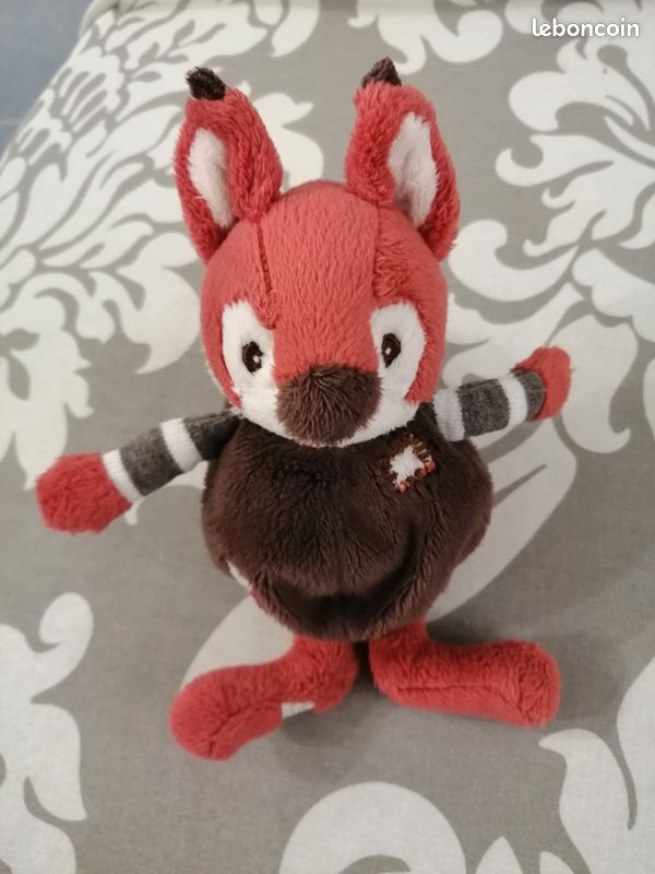 Doudou Lilliputiens – Renard Orange Jumpy à Rayures – Marron Rayé