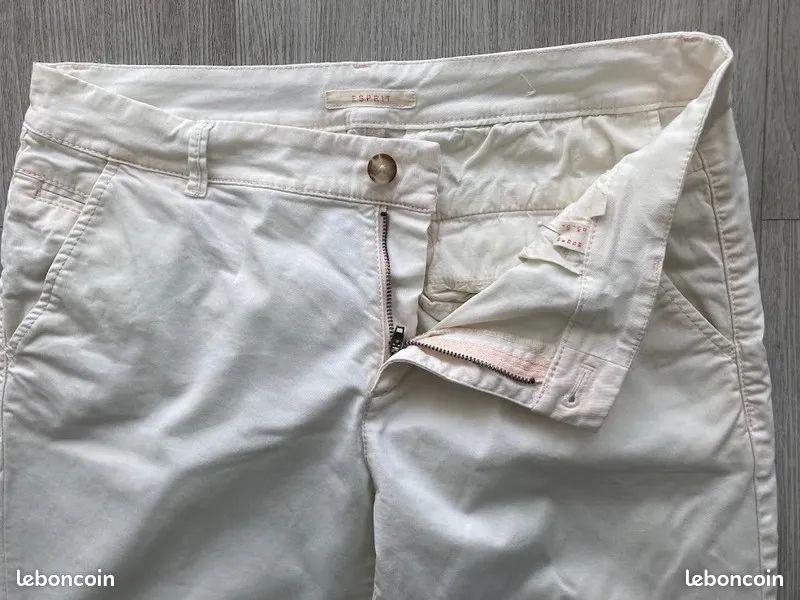 Pantalon Stretch Crème Esprit - Taille 42 - Occasion En Très Bon état