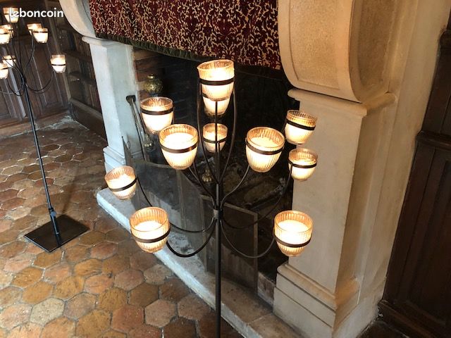 Paire de grands bougeoirs bouquet (image 2)