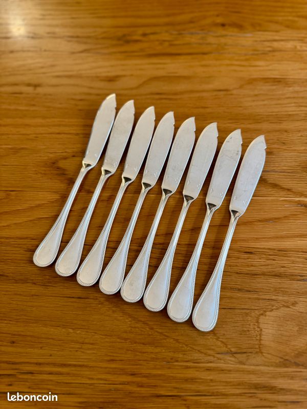 COUTEAU POISSON 20 Cm Rubans Croisés Christofle Très Bel État Métal