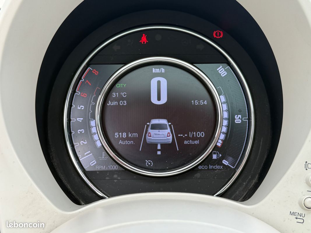 Fiat 500 1.2 70 lounge / distribution neuve / clim / toit panoramique / radars de recule / vitre electrique (image 7)