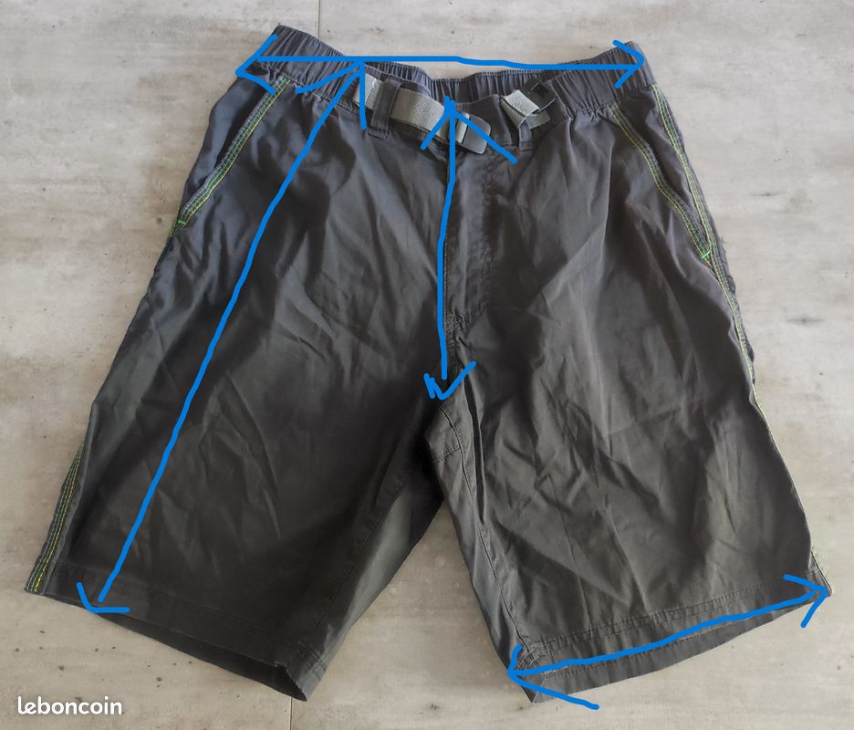 Short homme taille élastique gris foncé avec ceinture intégrée