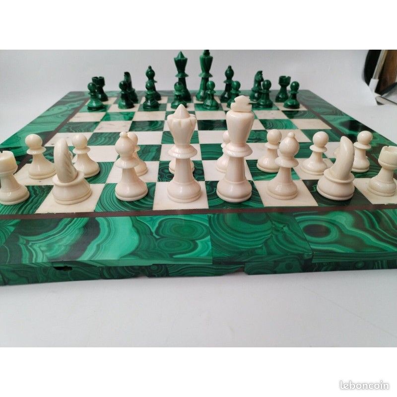 Plateau D'échecs En Malachite - 19x19 Cases - 2x2 Cm - Poids 0,850 Kg