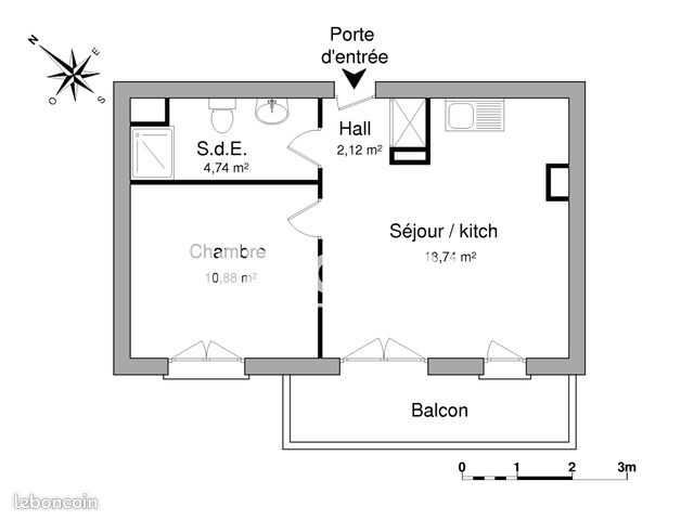 Appartement 2 pièces 36 m² · à Hérouville-Saint-Clair · 36 m² · 600 €