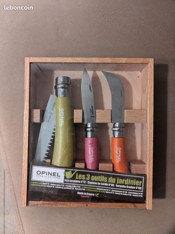 Opinel Kit De Jardinage 3 Outils - Couteau Jardin, Serpette-Greffoir N°08 Et Scie Fermante N°12 - Acier Inox, Manche Hêtre