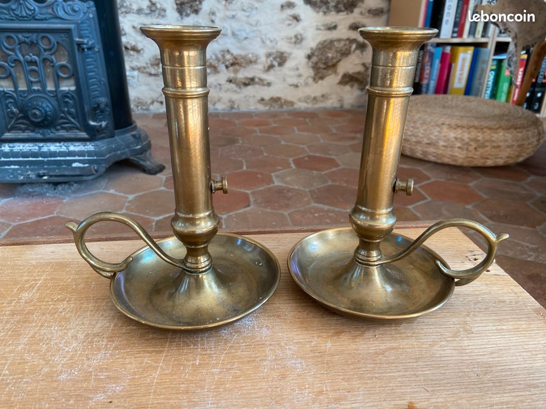 Paire de bougeoirs en cuivre vintage (image 1)