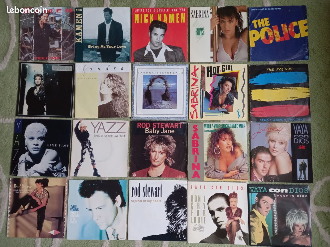 VINYLES 45 Tours ARTISTES INTERNATIONAUX Nick KAMEN The POLICE SABRINA SANDRA YAZZ Rod STEWART Paul YOUNG VAYA CON DIOS / bobp (image 1)
