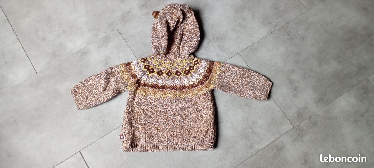 Gilet zippé à capuche garçon DPAM 18 mois (image 2)