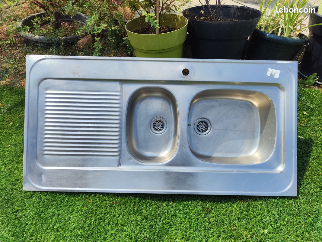 Lavabo inox deux bacs (image 1)