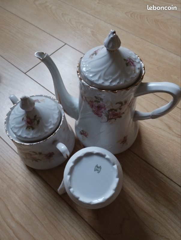 Service à café ancien fin XIX ou début XX ème limoges en porcelaine décor floral (image 3)