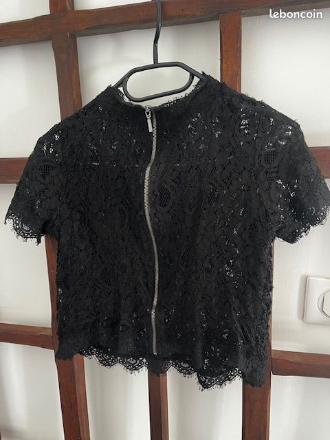top dentelle noir t shirt a dentelle Blouse Tee Shirt Dentelle Noir Zara Top Dentelle Noir Zara Vêtements