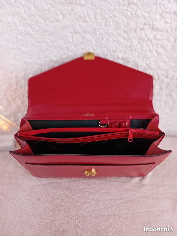 Cartable sacoche simili cuir rouge (image 3)