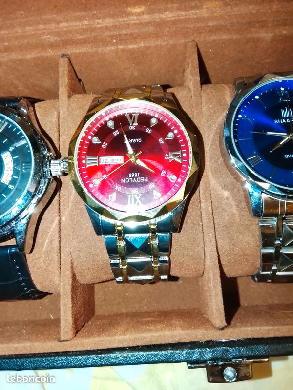 Coffret élégant avec 4 montre. 3 montre homme 1 femme avec boite de rangement (image 7)