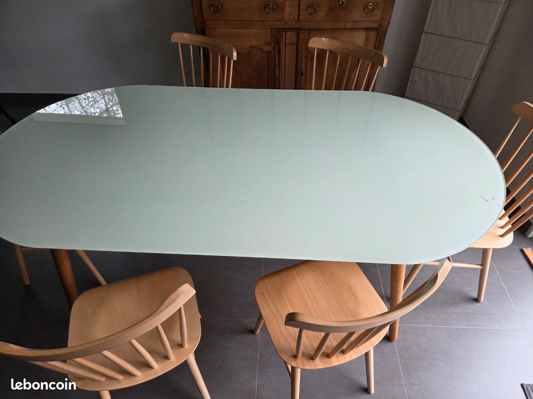 Magnifique table salle a manger ou exterieur verre teck (image 2)