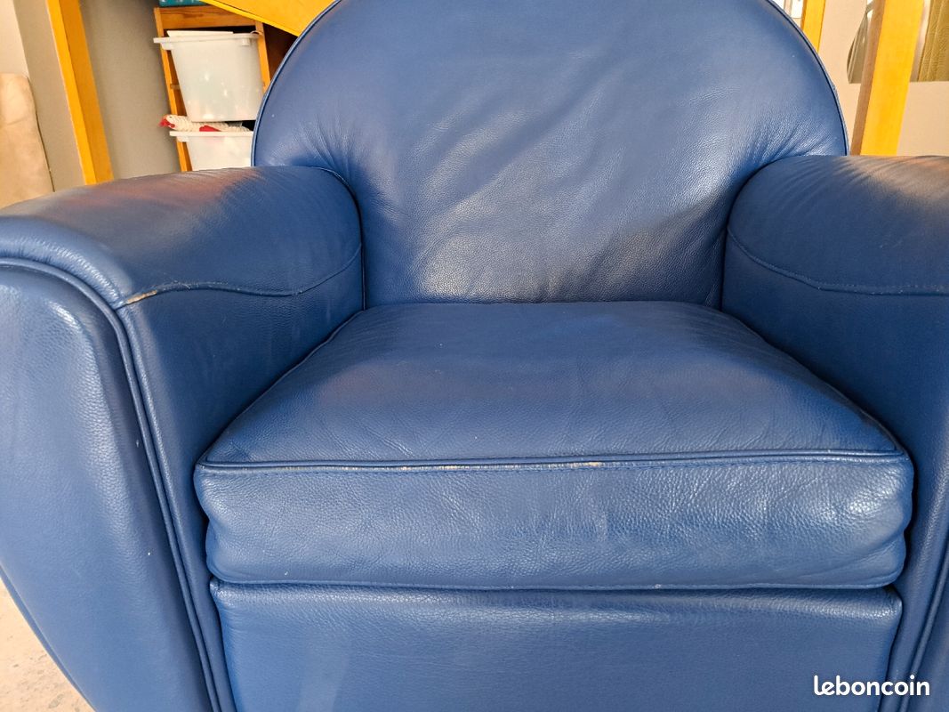 Fauteuil cuir bleu - ultra confortable (image 9)