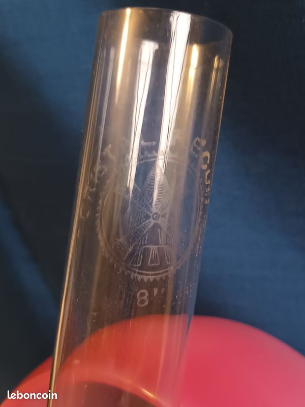 Rare ensemble lampe à pétrole et son globe en opaline rose – verre soufflé, côtes vénitiennes – XIXème (image 12)