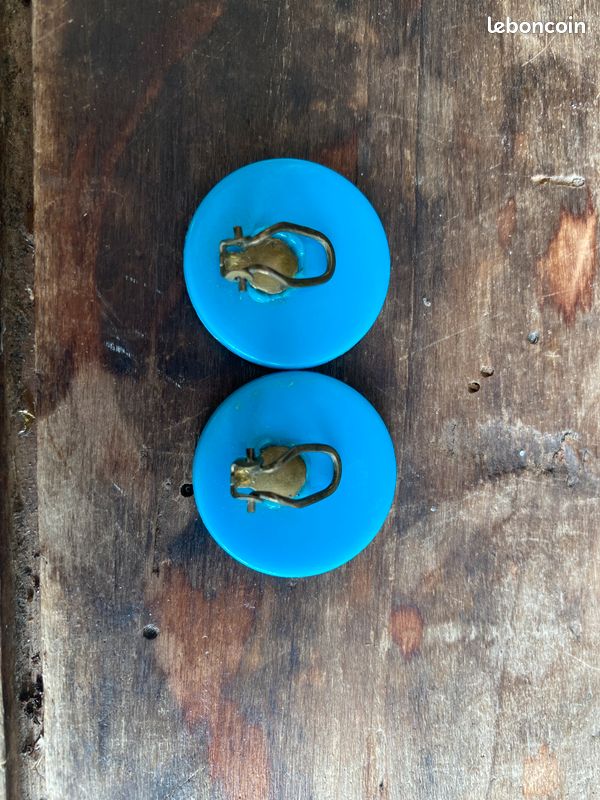 Boucles D'oreilles Clips Vintage En Bois Années 90 - Occasion - Pendantes Marron