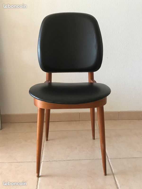 2 chaises Bois et Simili Cuir Noir (image 1)