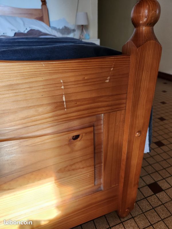 Vends lit 140x190 en bois avec tiroirs (image 5)