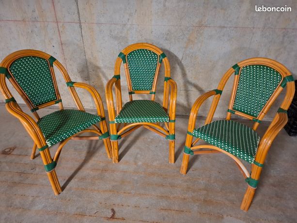 Set De 4 Chaises D'Extérieur En Rotin VEVOR - Avec Coussins Verts - Pour Terrasse Ou Jardin