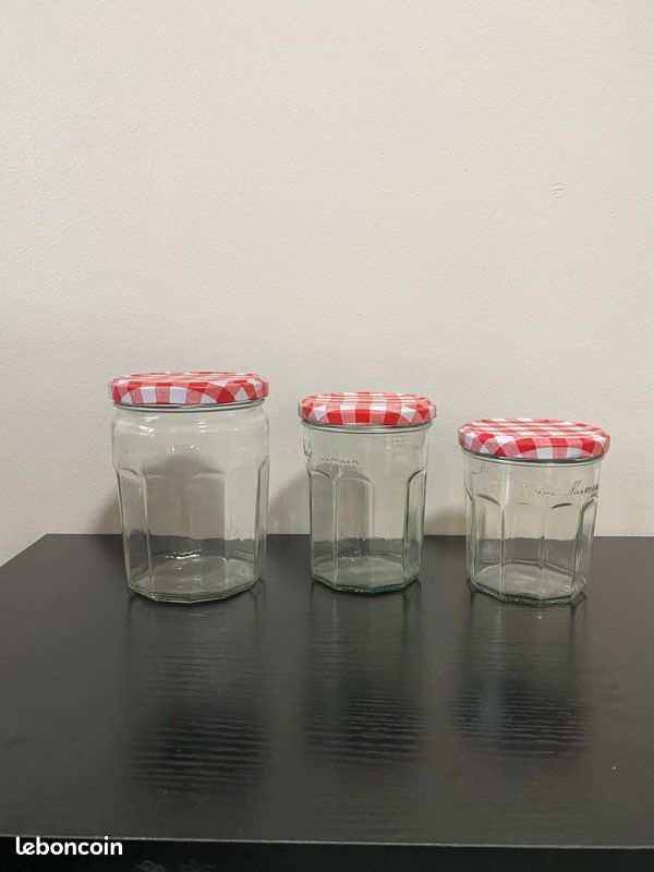 3 pots en verre Bonne Maman • Couvercle vichy rouge • 3 tailles (image 3)