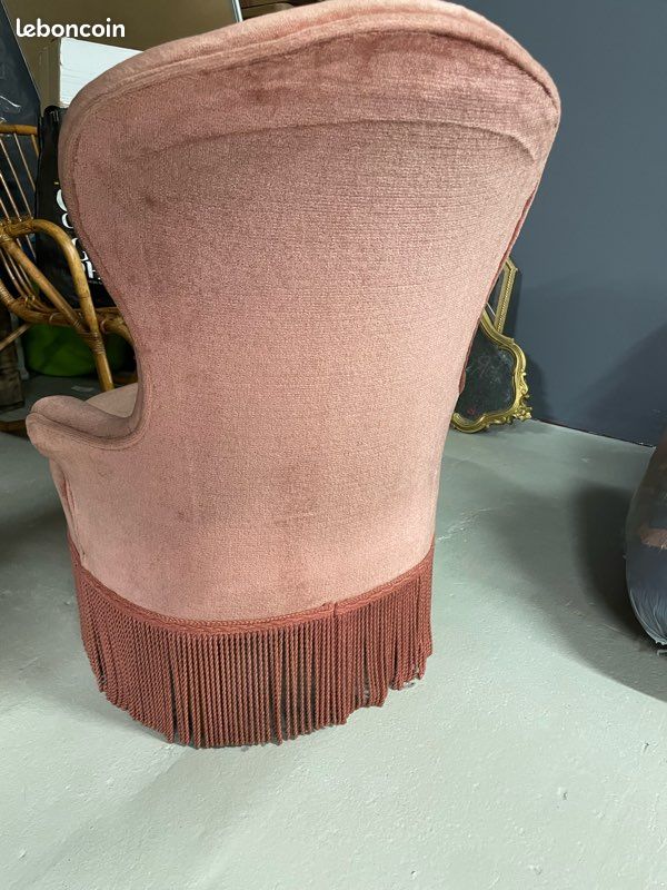 Fauteuil crapaud Napoléon vieux rose (image 4)