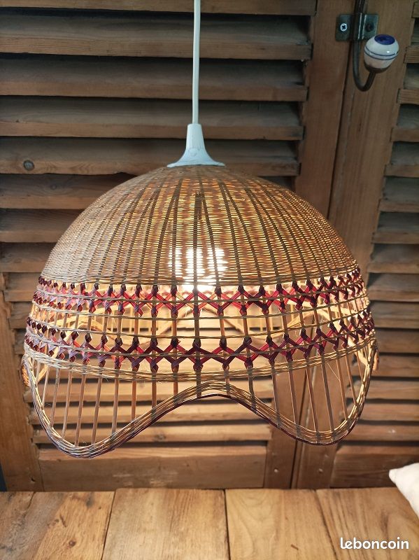 Suspension abat jour Luminaire lustre Cannage Dp 0823313 brocanteespritdantan (image 2)