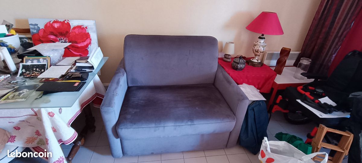 BZ gris velour 1 place et demi (image 1)