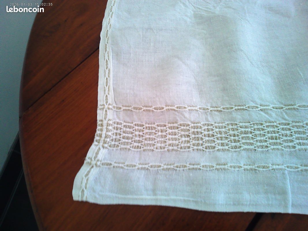 SERVICE DE TABLE XIXème en lin 1 NAPPE rectangulaire et ses 12 SERVIETTES (image 4)