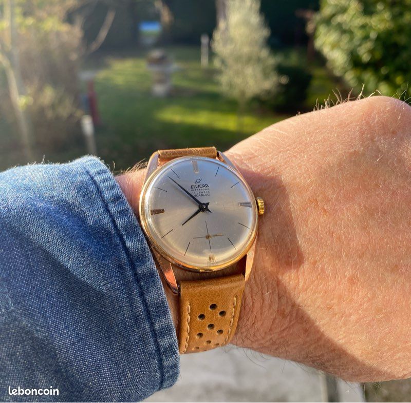 Montre Bracelet Mécanique Vintage Enicar - Mouvement Suisse, Cadran Argenté, Style Classique Pour Homme