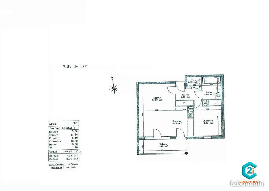 Appartement 2 pièces 48 m² · à Dax · 48 m² · 119 800 €