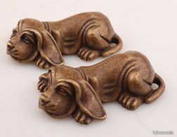 STATUETTE BRONZE CHIEN COUCHE laiton (image 3)