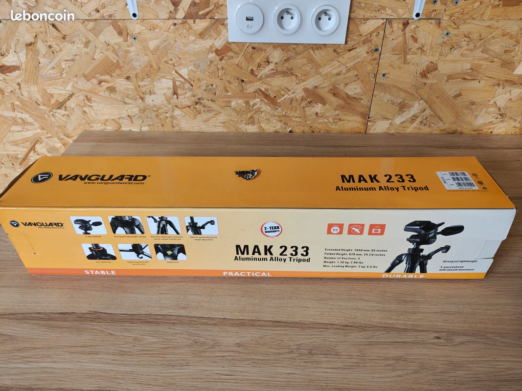 Trépied photo / vidéo Vanguard MAK 233 aluminium – Avec boîte (image 2)