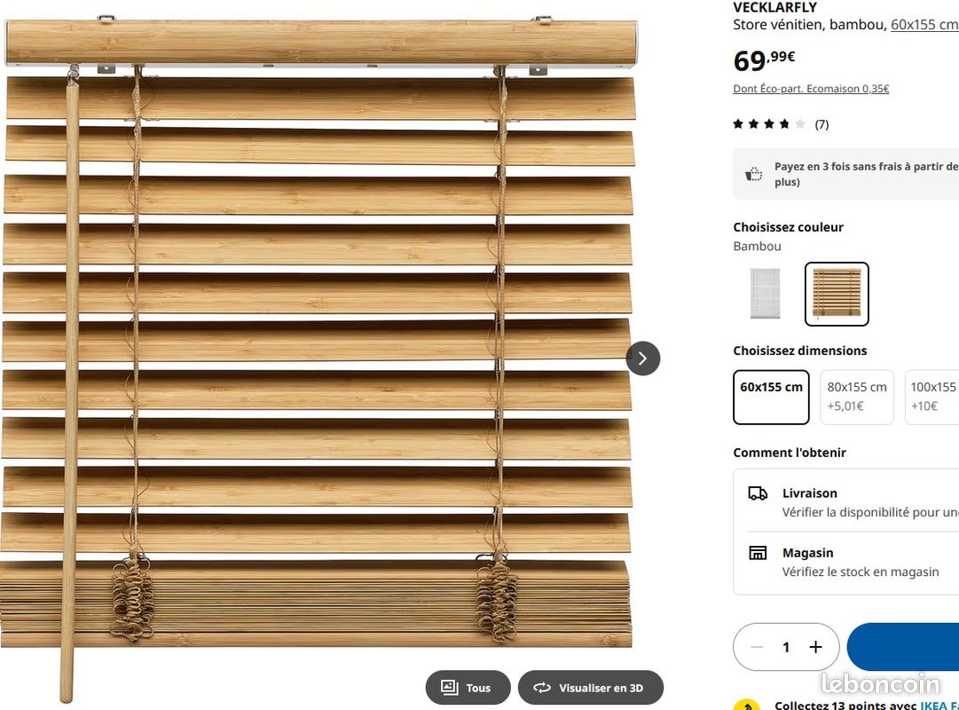 Store vénitien bambou IKEA VECKLARFLY (image 1)