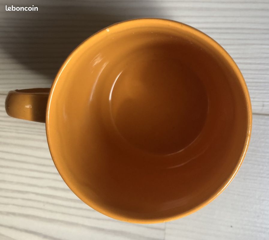 MUG vintage england céramique stafford ocre fleur verte marron (image 3)