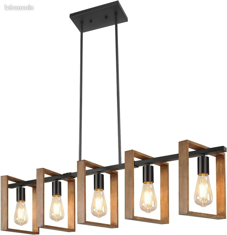 Éclairage D'Îlot De Cuisine Moderne, 5 Lumières 105cm De Hauteur Réglable Pour Salle À Manger, Lustr (image 1)