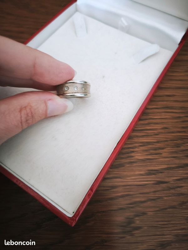 Bague En Argent Massif Avec Zirconiums - Taille 55, Occasion, Couleur Argenté