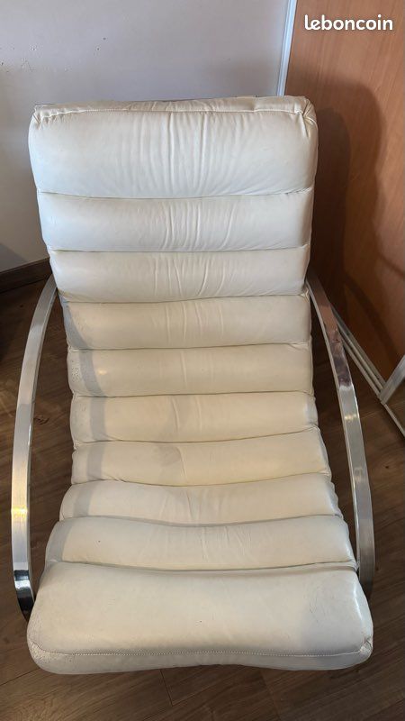 Fauteuil cuir blanc (image 6)