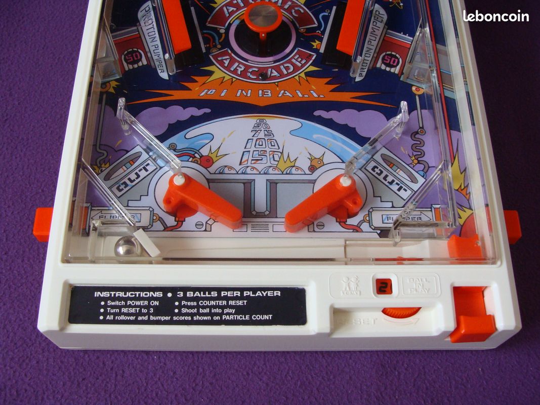 Flipper électronique vintage TOMY 1979 Atomic Arcade boîte originale