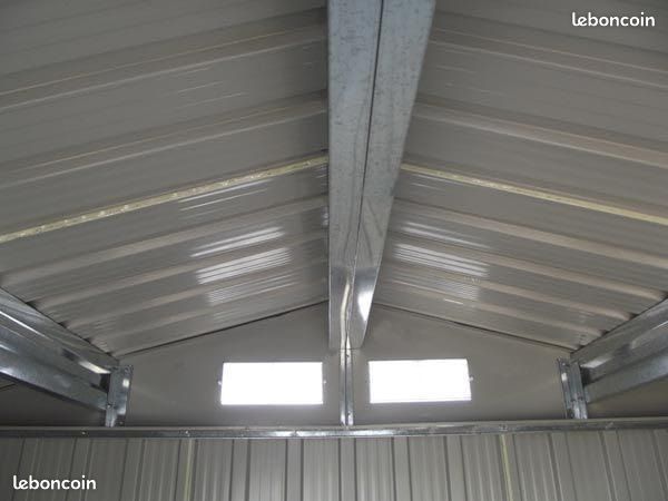 Abri de jardin en métal gris 8,84m² + kit ancrage Abri jardin métallique rangement bois outillage (image 3)